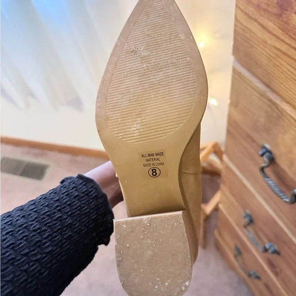 Soda Coffee Faux Leather Block Heel Booties - - Picture 4 of 5